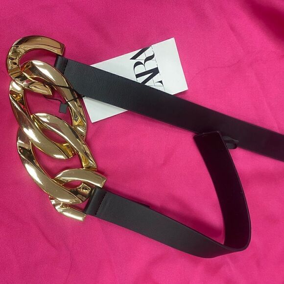 NWT ZARA LINKED BUCKLE BELT Sz 30 - Picture 5 of 12